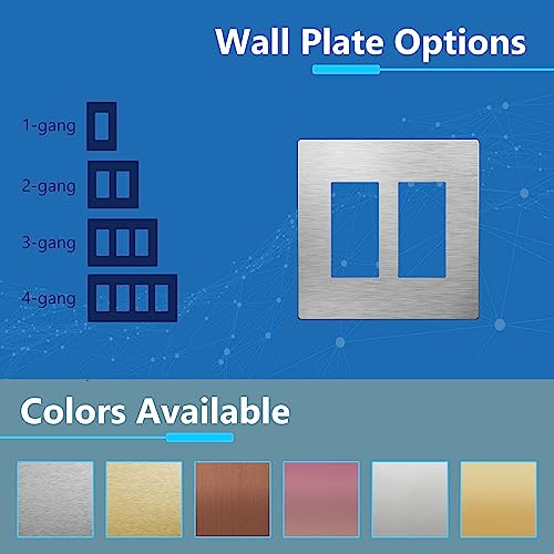 Image of LIDER Double Decorator Metal Wall Plate, Temperature and Impact Resistant, Screwless Cover, Modern Upgrade, Mid-Size 2-Gang 4.88 inch x 4.92 inch, LSMWP-32M-SS, UL Listed, Stainless Steel, 1-Pack