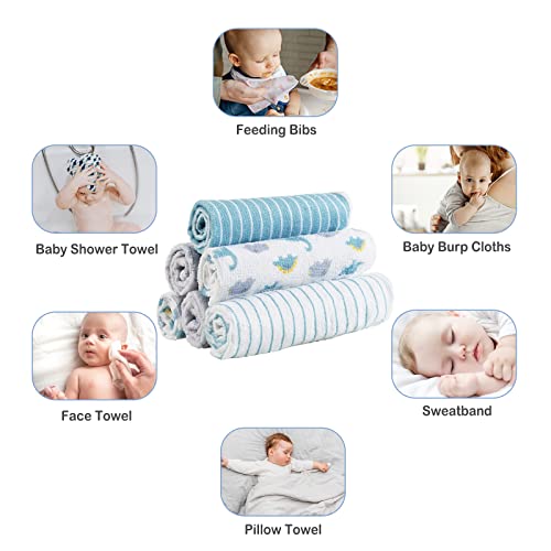 Image of Viviland Baby Washcloths, 24Pack Baby Wash Cloths for Newborn, Baby Towels and Infant Bath Face Washcloths for Boys Girls Super Soft Absorbent, Gentle on Sensitive Skin Body, 9x9 Dinosaur