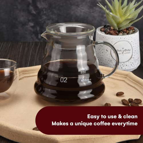 Vdomus Cafeteira de vidro de 500 ml – gotejador portátil – cafeteira manual estilo francês de 12 cm