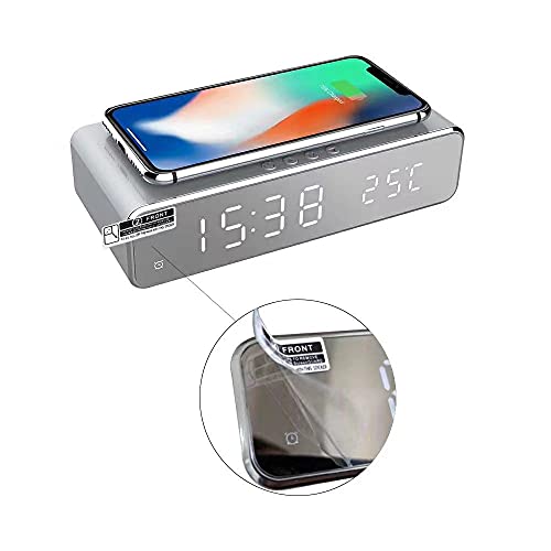 Lonferuo Led Smart Digital Alarm Clock With Wireless Charger, Thermometer And Time, Qi-Certified For Bedroom, Meeting, Travel, Homework And More (Silver) #TOP3