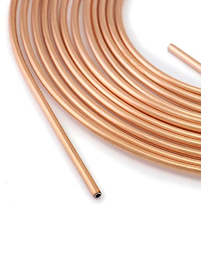 QWORK® 7.6m Verkupfert Bremsleitung, Außendurchmesser 4.76 mm, Innendurchmesser 3.3 mm mit 16 Muttern