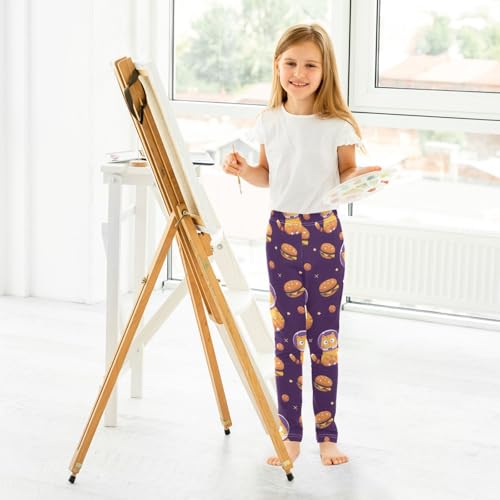 ALAZA Girls' Leggings Children's Yoga Pants Skinny Printed Dance Astronaut Cat Comfortable 4T4