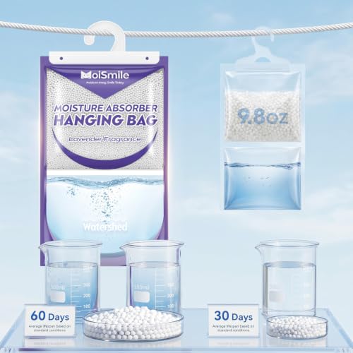 Image of Large Capacity Moisture Absorbers, 17.5oz., Lavender Scent Closet Dehumidifier Bags, Odor Eliminator & Humidity Absorber, Humidity Packs for Bathroom, Bedroom, Basement, Car, RV & Boat, 6 Pack