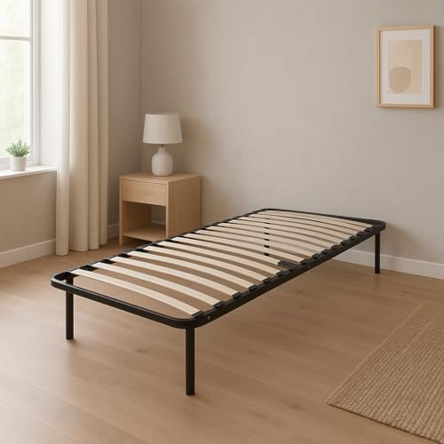 Provence literie Jacky - Solide et Confortable Sommier 80x190 x 29 cm Cadre a Lattes + 6 Pieds en Metal - Montage Rapide et Facile - epaisseur du Metal +/- 1,2 mm 14...