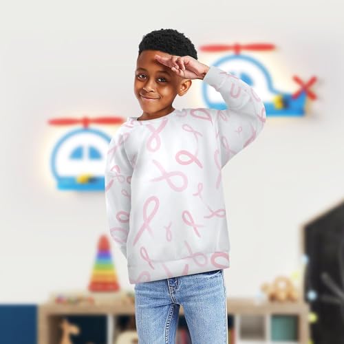 JUNZAN Pink Breast Awareness Ribbons Kids Boys Pullover Hoodie Fleece Tops Clothing Shirts Athletic 4T4