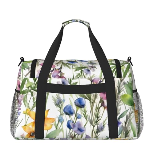 Watercolors of Herbs Flowers Print Daily essentials Large Capacity Hand Carry Bag for Weekend Getaways style Bags2