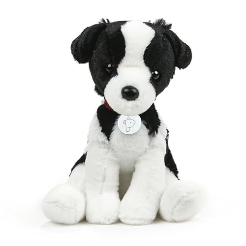 Plushland Realistic Stuffed Dog Stuffed Animals Plush Toys Collar, Premium Pawpal Stuffed Plush Puppy Cats and Dogs Toy for Boys and Girls 8 Inches (Border Collie with Collar)