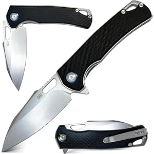 Folding Pocket Knife for Men – EDC Tactical Knife with Pocket Clip, Indoor & Outdoor, Camping, Survival Hiking & Gifts for Men, Every Day Carry, Lightweight (Black)