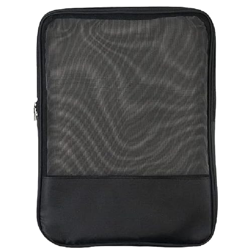 Image of (Pack of 1) A4 mesh File Pocket Tote Bag with Transparent Design, Large Capacity, and Double Zipper Closure. Ideal for Students and Office use to Store Stationery, documents, and Data