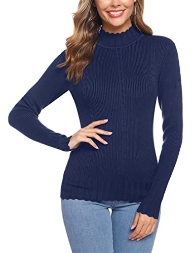 Sykooria Jersey Elegante para Mujer con Cuello Alto Suéter para Mujer Pullover Tops Primavera Otoño Suéter de Punto Suéter de cálido y Suéter Invierno