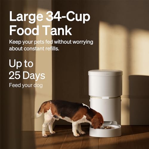 PETLIBRO Vacuum-Sealed Automatic Cat Feeders, 8L/34Cups Automatic Dog Feeder with 5G Wi-Fi, Automatic Cat Food Dispenser for Airtight Storage, Space Pet Feeder with 187mm Large Food Tray for Cat & Dog