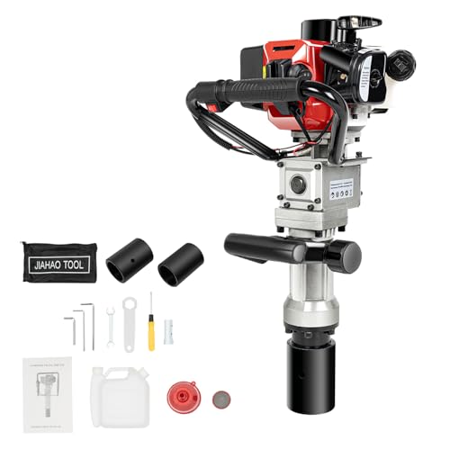 Fridgestea 2 Stroke Petrol Post Driver, 8500RPM Petrol Pile Driver, T-Post Fence Knocker Jack Hammer Auger Picket Fencing Ramming Thumping Tool Kit