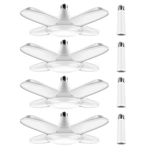 LED Garage Lights 500W Equivalent Deformable Ceiling Bulb 45W 4500LM 6500K Cool Daylight White,E26/E27 Medium Base Led Shop Light for Garage Basement Shop Workshop Warehouses Barn Attic