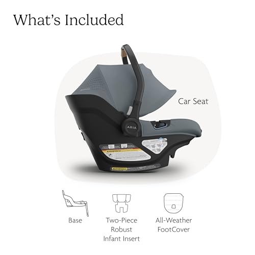 Image of UPPAbaby Aria V2 Lightweight Infant Car Seat - Load Leg + Anti-Rebound Panel - Infant Insert + All-Weather FootCover Included - Direct Stroller Attachment Callum (Stone Blue)