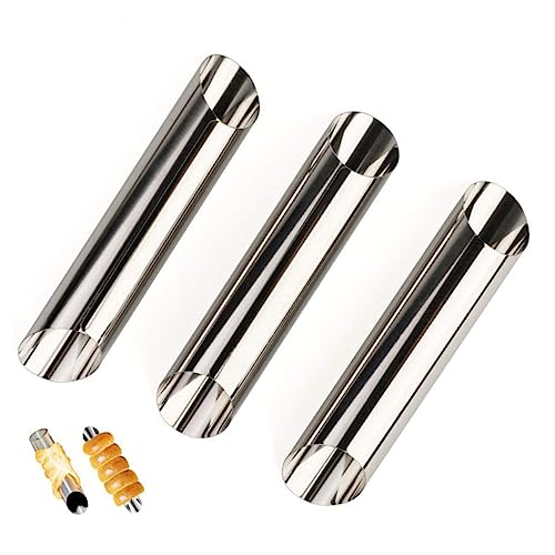 Healifty 20PCS Stainless Steel Croissant Baking Molds Cylindrical Shaped Pastry Tubes for Bread Cannoli Desserts Baking