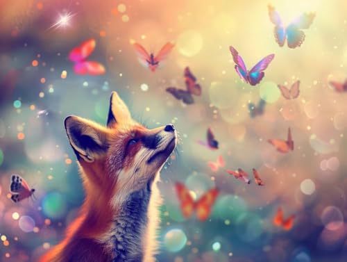 Diamond Painting Papillon Renard pour une décoration murale de salon zen