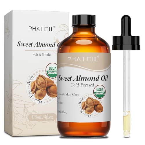 PHATOIL Aceite de Almendras Dulces Bio 118ML - Sweet Almond Oil Organic 100% Natural Puro - Prensado en Frío - Hidrata y Repara la Piel - Aceite de Cuidado para Facial, Corporal, Capilar, Masaje