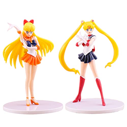 Sailor Moon Action Figure Modèle 2pcs Anime Figuras Decoración, Sailor Moon Adornos de Personajes...
