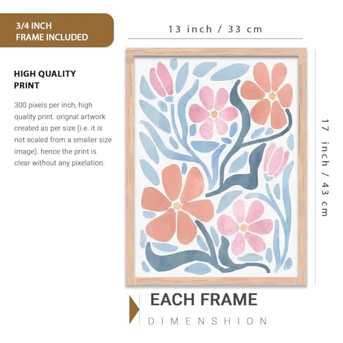 Image of kotart Painting Boho Wall Art Home Decoration Paintings With Frame For Living Room Bed Room Hotel Wall Decor Digital Reprint Set of 3 (13X17 inch)