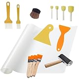 HRJZF 15-Piece Decoupage Tool Set with Brushes, Foam Brush, Roller, Scraper and Mat for DIY Arts, Crafts...