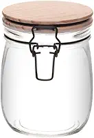 WOLFF - Porta Mantimento de Vidro com Tampa Hermética de Bambu 800ml