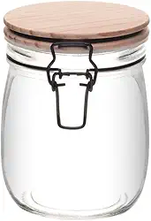 WOLFF - Porta Mantimento de Vidro com Tampa Hermética de Bambu 800ml