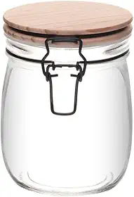 WOLFF - Porta Mantimento de Vidro com Tampa Hermética de Bambu 800ml