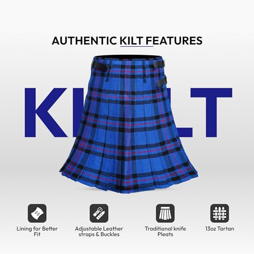 Image of 8 Yard Mens Kilt - Authentic Tartan Kilt for Men Highland Outfit for Weddings & Traditional Scottish Wear