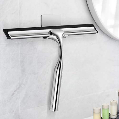 Image of 10 inch Multi Purpose Squeegee, Heavy Duty Window Silicon Scrubber, Window Duster, Stainless Steel Shower Squeegee for Glass Doors, Window, Shower Door, Car Windshield