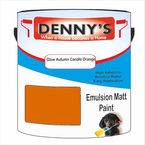 Premium Interior Wall & Ceiling Emulsion Paint – Glow Autumn Candle Orange – Rich Matt Finish, Durable & Washable, Low Odour, Ideal for Living Rooms, Bedrooms & Hallways (1 Litre Tin)