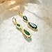 Vuskdtei18K Gold Plated Long Gemstone Green Jade Teardrop Waterdrop Swirl Symmetrical Dangle Earrings for Women, Hypoallergenic Cubic Zirconia Earrings, Elegant Chandelier Drop Earrings, Statement Jewelry Gifts Fashion (7507-Green)