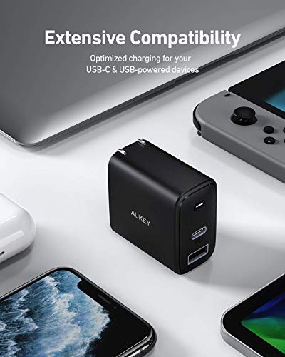 [Upgraded] USB C Charger, AUKEY Swift 32W 2-Port Fast Charger for iPhone 12/12 Mini/12 Pro Max, USB C Wall Charger with Foldable Plug, PD Charger for iPhone 11 Pro Max, iPad Pro, AirPods Pro - Thumbnail 4