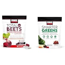 Force Factor Total Beets Blood Pressure Support Supplements with Beet Powder & Smarter Greens Superfood Chews