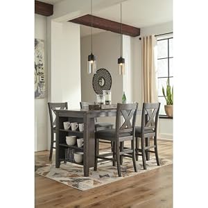 Signature Design by Ashley Caitbrook Rustic 24.63" Counter Height Upholstered Barstool, Set of 2, Gray Signature Design by Ashley Caitbrook Rustic 2463 Counter Height Upholstered Barstool Set of 2 Gray