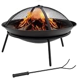 Outsunny Brasero Exterior Pozo de Fuego con Atizador Ø47x33 cm Negro
