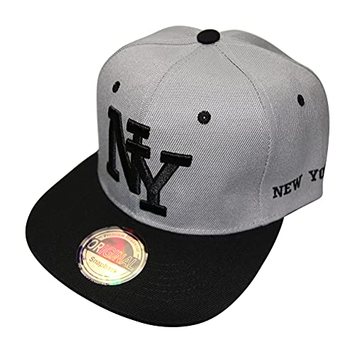 beybey NY Casquette snapback New York originale pour les types cool, gris/noir, XS, 52