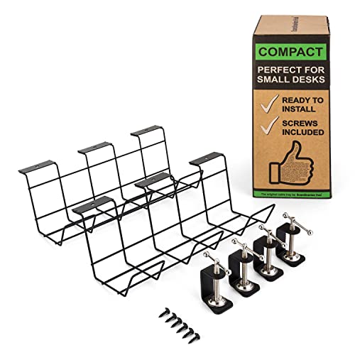 Chemin Scandinavian Hub pour Organiser Les Câbles sous Le Bureau avec Pinces - Noir - Support en Métal pour Fils - Solide & Robuste-Support de Câbles - Pas de Perçage de Tables-Bureau ou Maison