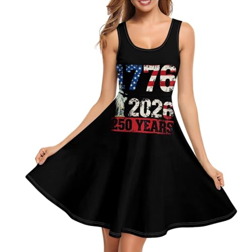 Image of Women Stylish Tank Dresses Sleeveless Round Neck Midi Casual Dress with Pocket for Summer