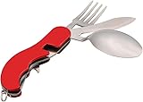 Ascension 4-in-1 Camping Stainless Steel Spoon Fork Knife Combo Backpacking Eating Cutlery for Traveling,Hiking,Scouting Multi-Function Tool Foldable Fork Spoon Set