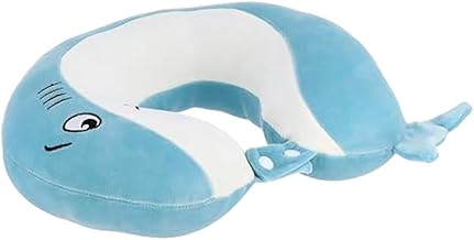 وسادة ميموري فوم للرقبة على شكل قرش - أزرق و أبيض