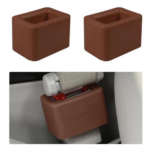 Image of Augeny 2 PCS Seat Belt Buckle Holder, Silicone Auto Rear Seatbelt Buckle Booster to Makes Receptacle Stand Upright for Easy Access, Universal Vehicle Seatbelt Buckle for Kids (Coffee)
