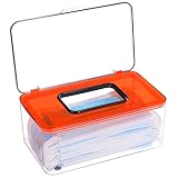 OopsMi Face Mask Dispenser Box Holder Storage Box. High Clarity Mask Case with Cover for Storing and