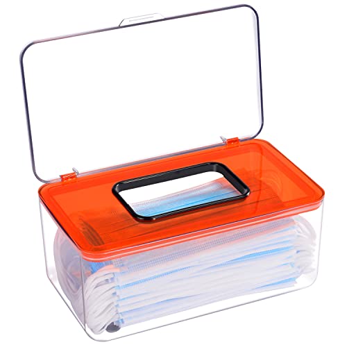 Oopsmi Face Mask Dispenser Box Holder Storage Box. High Clarity Mask Case With Cover For Storing And Dispensing Personal Face Masks (Orange) #TOP25