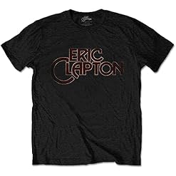 Rock Off officially licensed products Eric Clapton T Shirt Big C Retro Vintage Logo Nouveau Officiel Homme Noir - Les Beatles, Paul McCartney, John Lennon, RIngo Starr, George Harrison