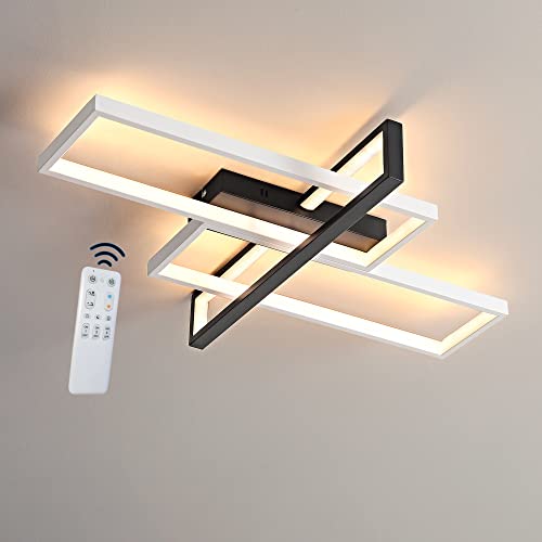 Lámpara de Techo Moderna Plafón LED Techo, Luz de Techo Regulable LED con Control Remoto, 56W Modernas Lamparas de Techo LED Para Dormitorio Salón Comedor Oficina, Lámpara de Sala de Estar, 63x46cm Cover