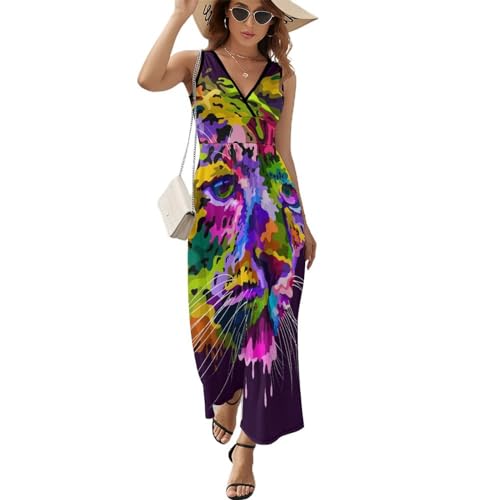 Robe longue d'été léopard vêtement de plage décontracté pour vos vacances ensoleillées