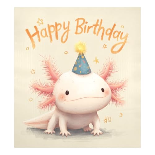 Funda decorativa para lavavajillas, diseño de ajolote con texto en inglés "Happy Birthday" (palabra de la suerte), 23 x 26 pulgadas