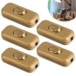 Light Inline Switch Replacement 5Pcs Rated 6A/250V ON/OFF Button for 2/3 Core Round or Flat Electrical Wire Repair Double Pole Table Lamp Desk Bulb Parts Gold Torpedo Switches for Home School Office