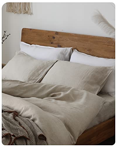 Image of XZ XIFA 100% Washed French Flax Linen Envelope Pillowcases, Pack of 2, Breathable & Durable Farmhouse Bedding (Linen, Queen 20 inchx30 inch)