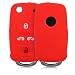 Produktbild kwmobile Autoschlüssel Hülle kompatibel mit VW Seat 4-Tasten Klapp Autoschlüssel - Silikon Schutzhülle Schlüsselhülle Cover in Rot